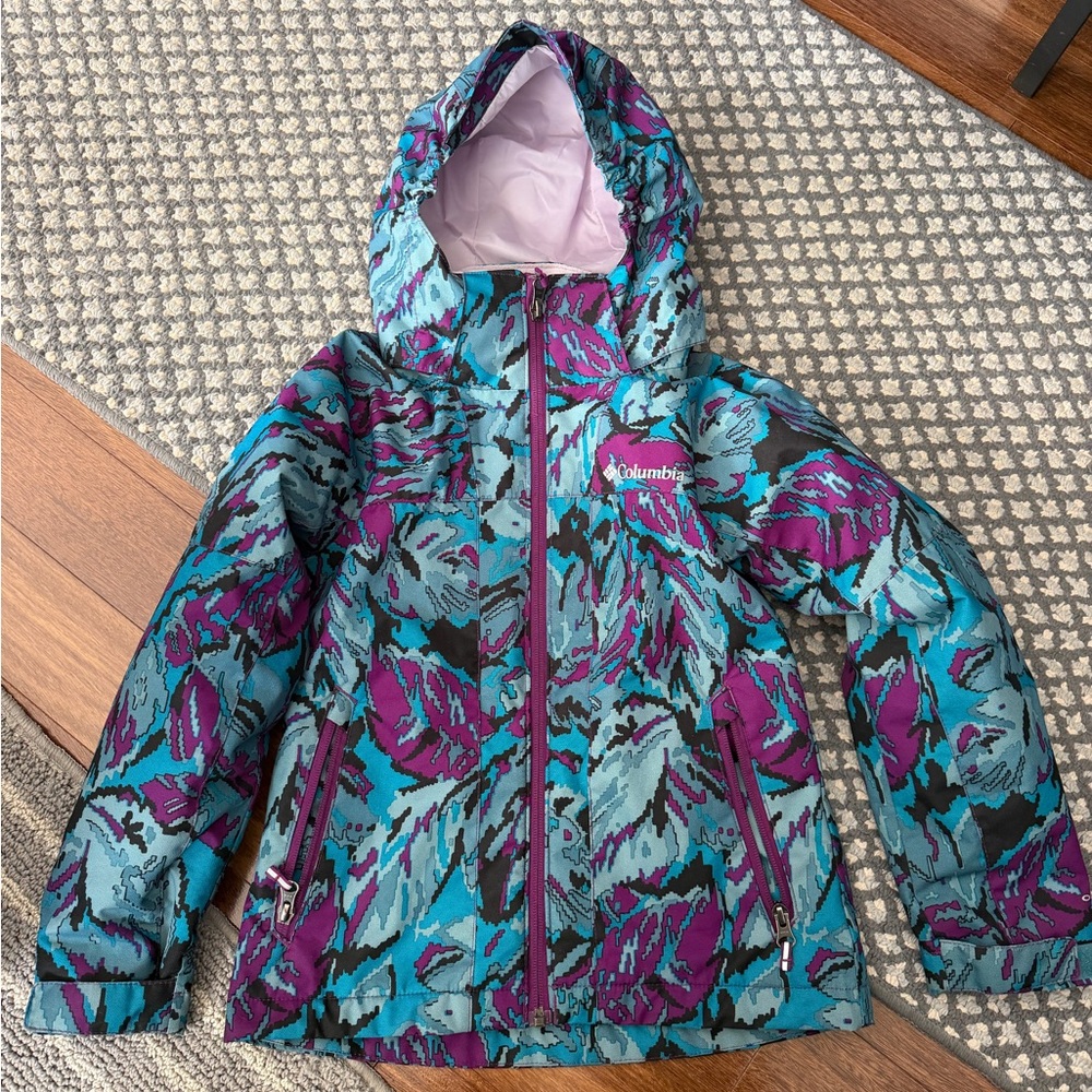 Columbia Kids' Blue and Purple Patterned Raincoat